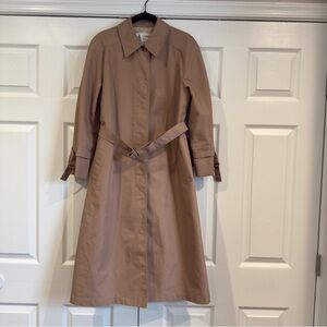 London Fog Trench Coat Women Size Petite 10 Blush Tan Preppy Classic